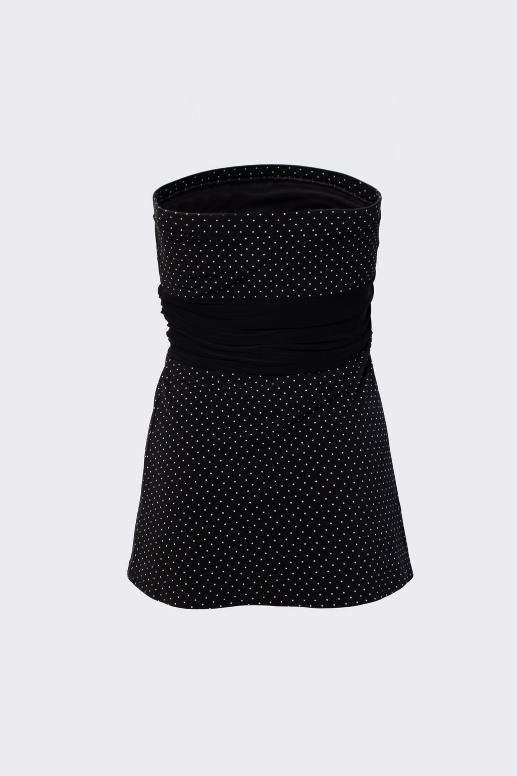 Y2K Polka Dot Tie Waist Strapless Top
