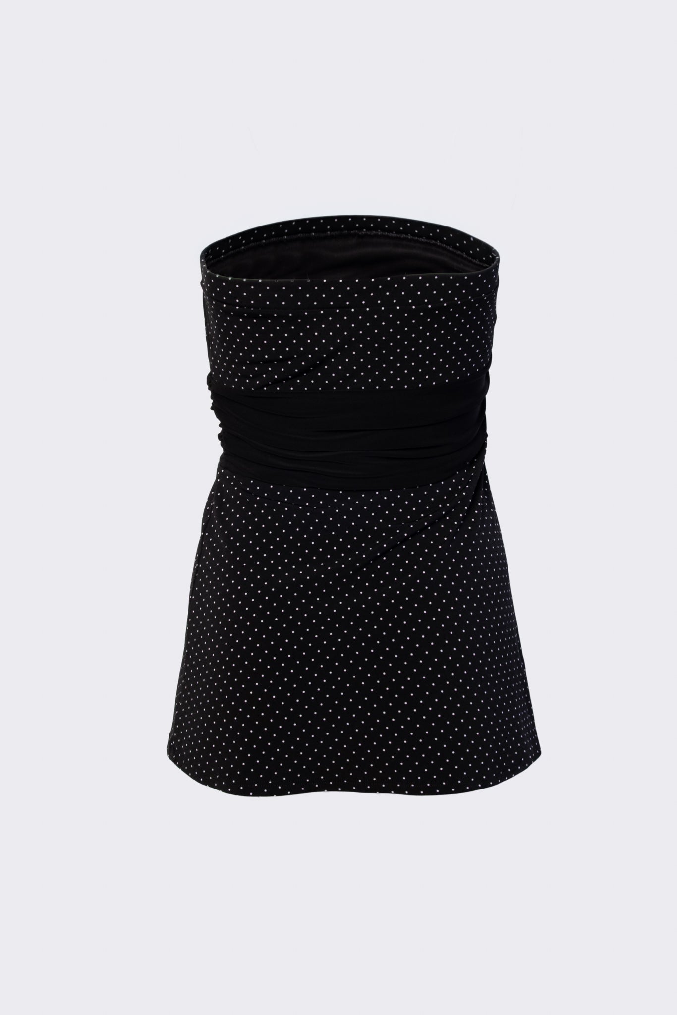 Y2K Polka Dot Tie Waist Strapless Top