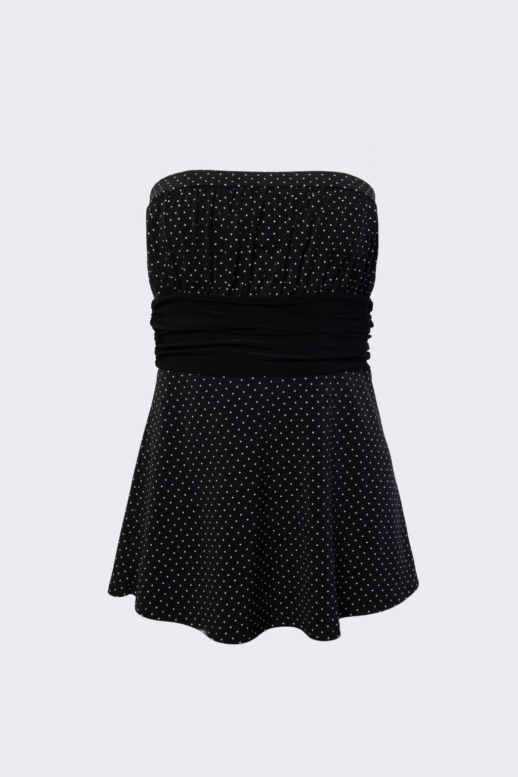 Y2K Polka Dot Tie Waist Strapless Top