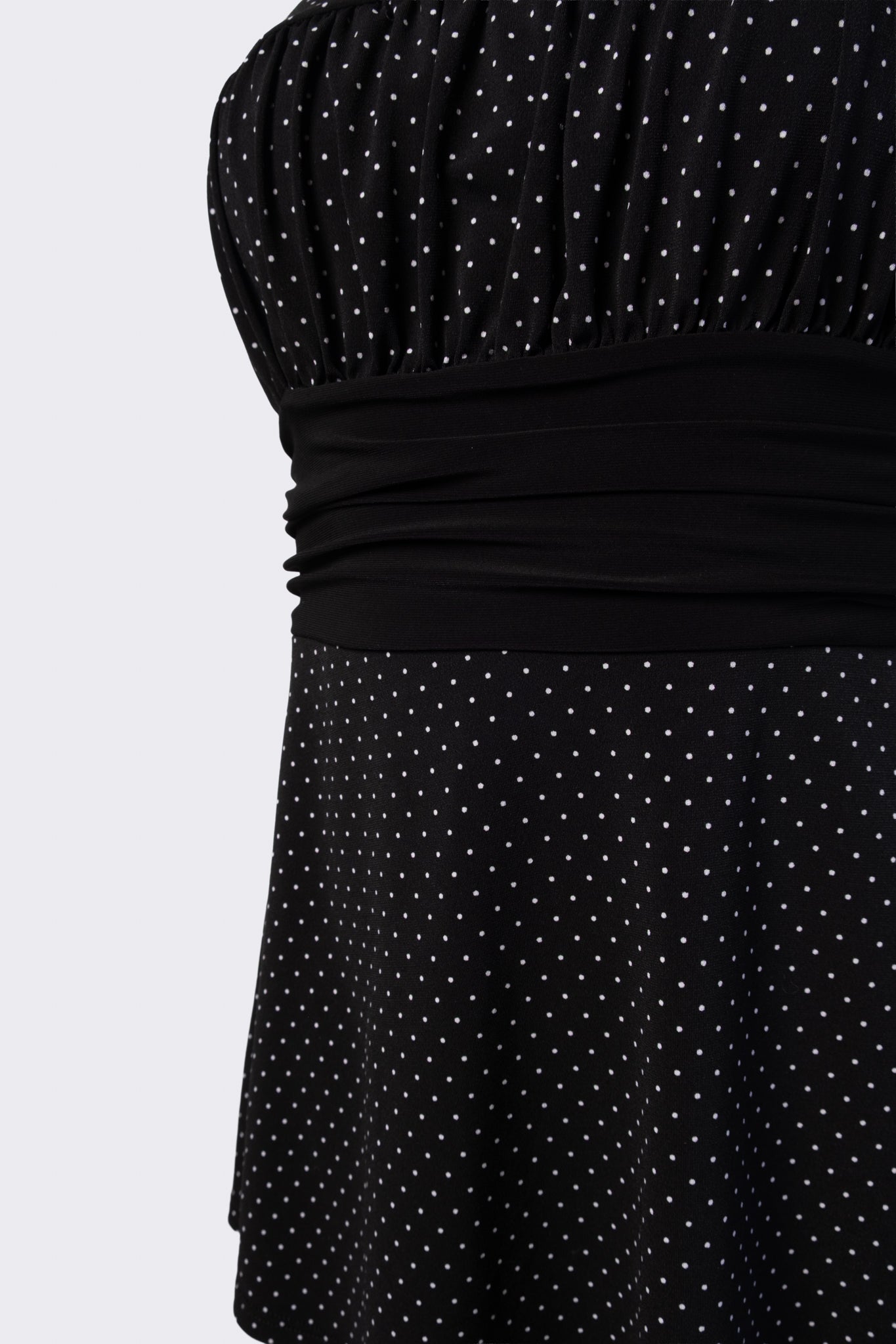 Y2K Polka Dot Tie Waist Strapless Top