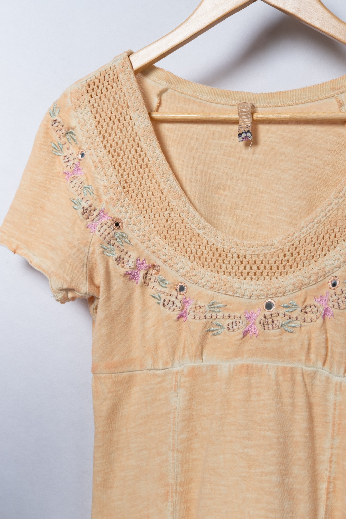 Y2K Embroidered Crochet Babydoll Tee