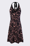 Y2K Geometric Print Halter Dress