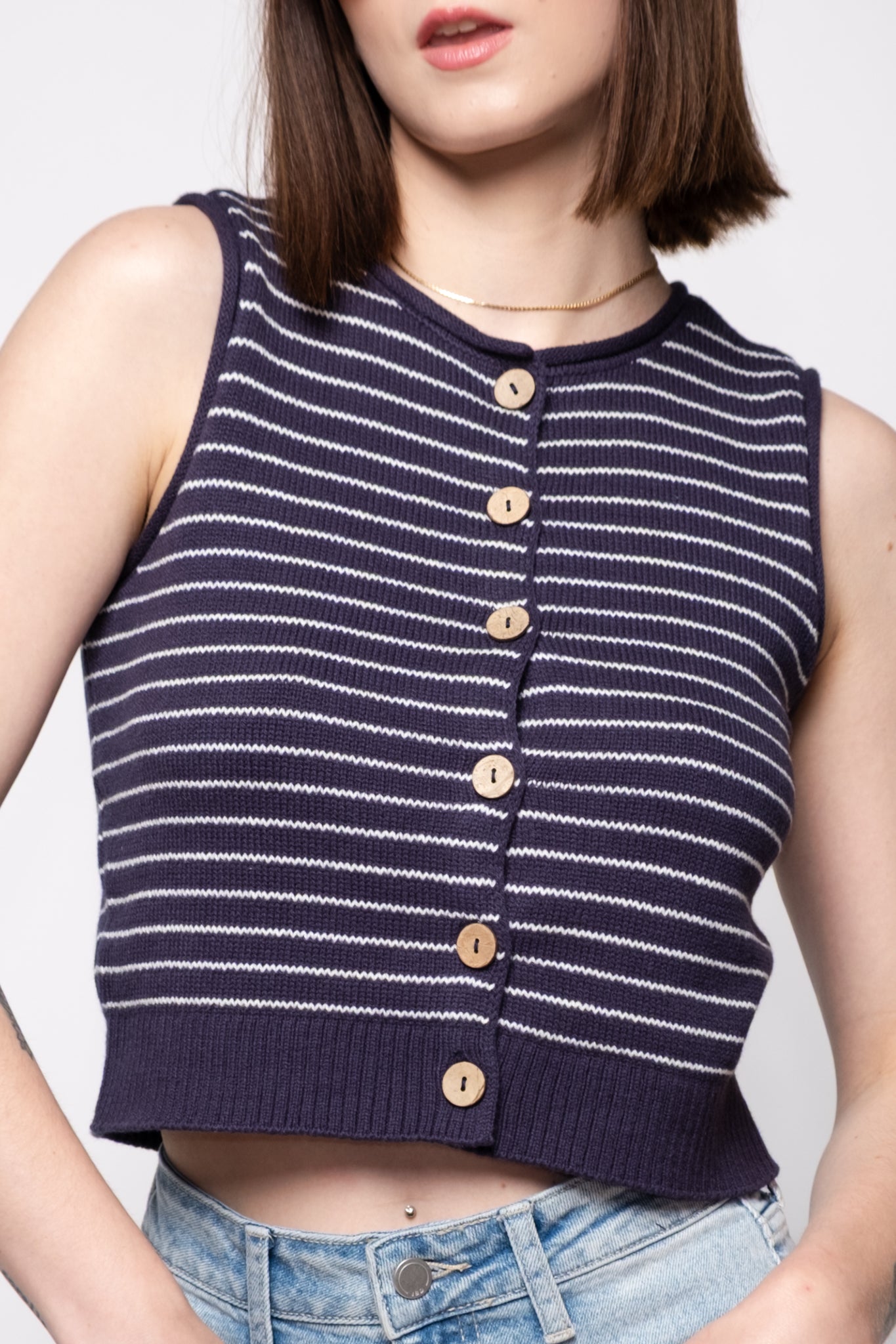 Madison Striped Knit Vest – Calico