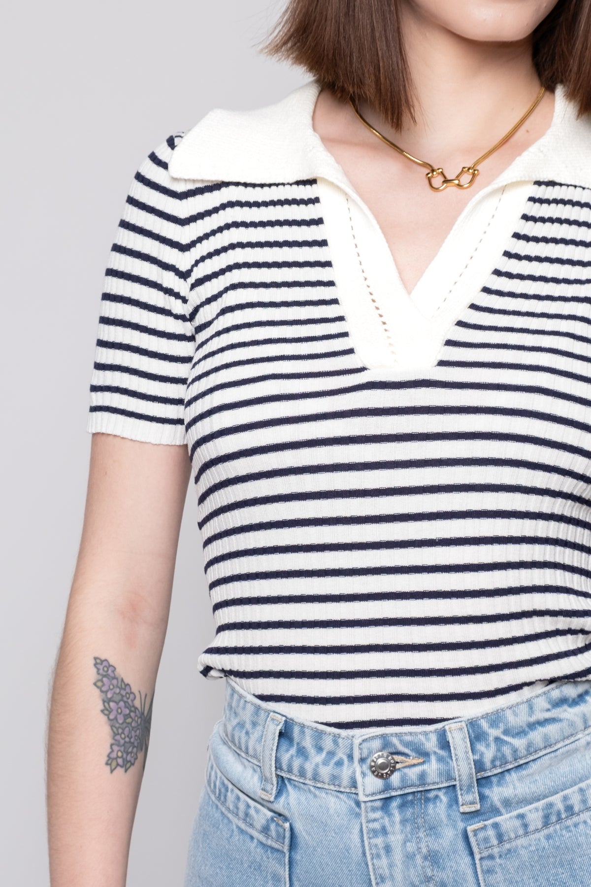 Paige Striped Short Sleeve Knit Top