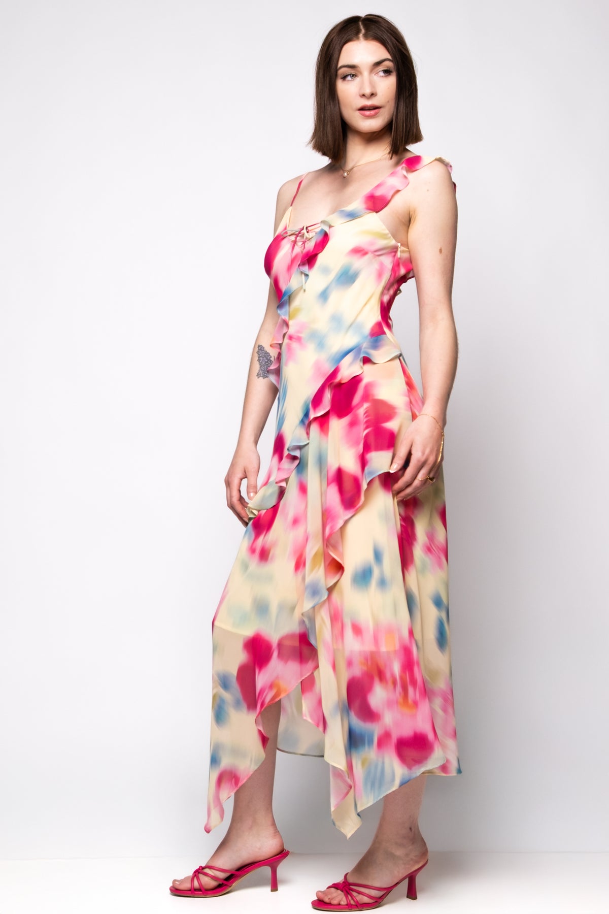Steve Madden Romy Floral Tiered Ruffle Midi Dress