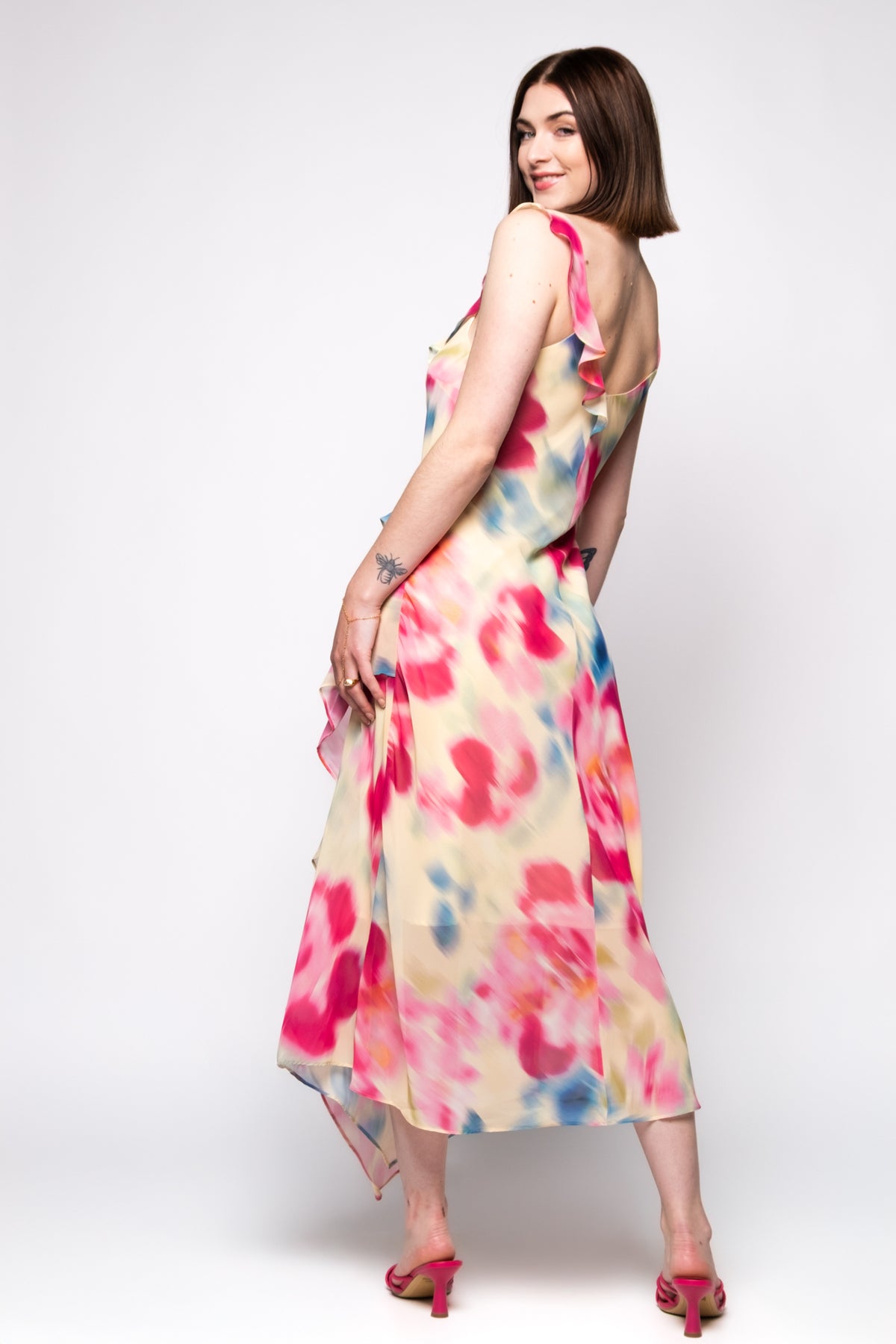 Steve Madden Romy Floral Tiered Ruffle Midi Dress