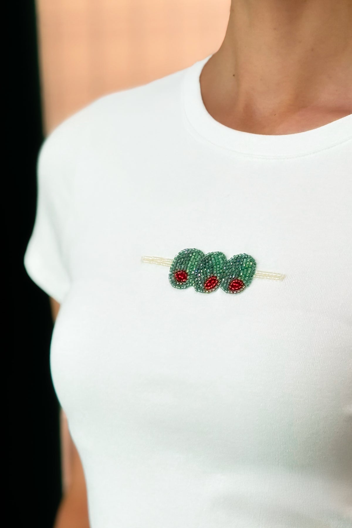 Beaded Olive Baby Tee