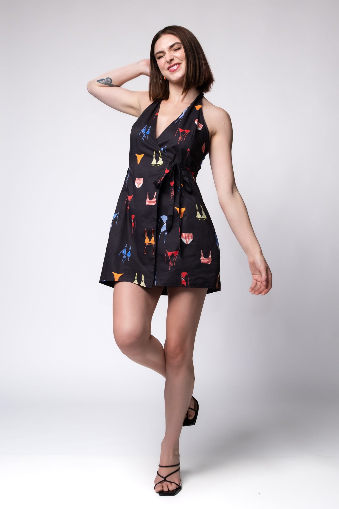 Bikini Print Halter Mini Dress