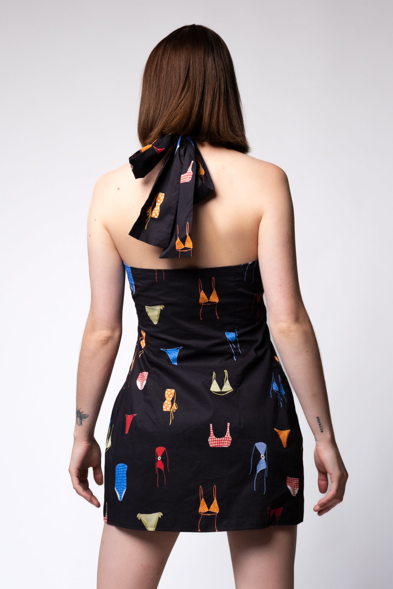 Bikini Print Halter Mini Dress Calico Bikini Print Halter Mini Dress Calico