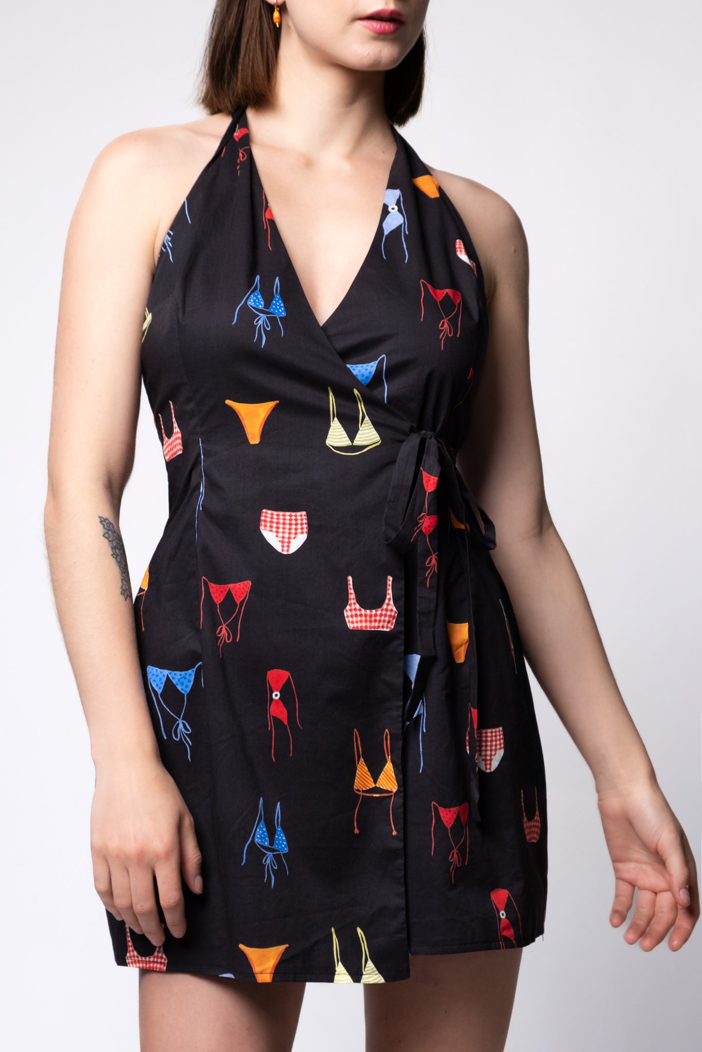 Bikini Print Halter Mini Dress Calico Bikini Print Halter Mini Dress Calico