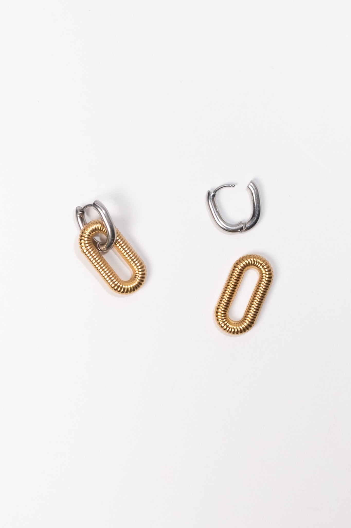Mixed Metal Convertible Huggie Hoops