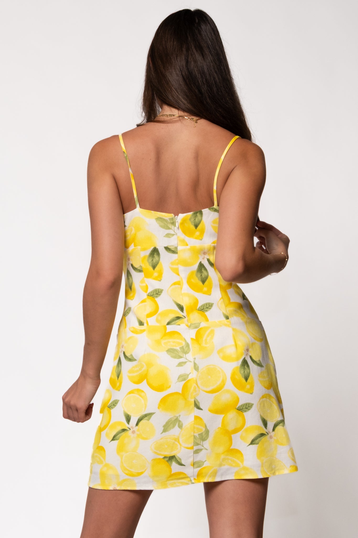 Lemon Print Cotton Mini Dress