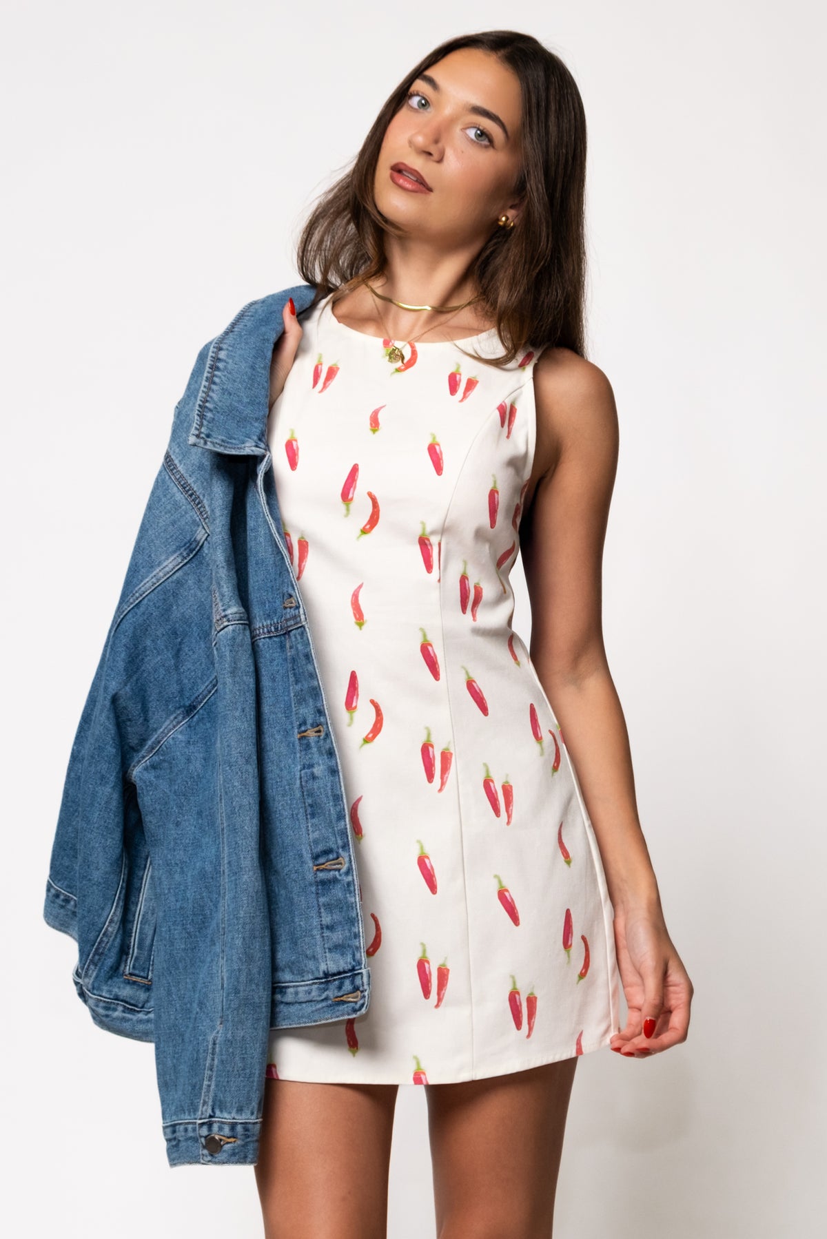 Chili Pepper Cotton Mini Dress