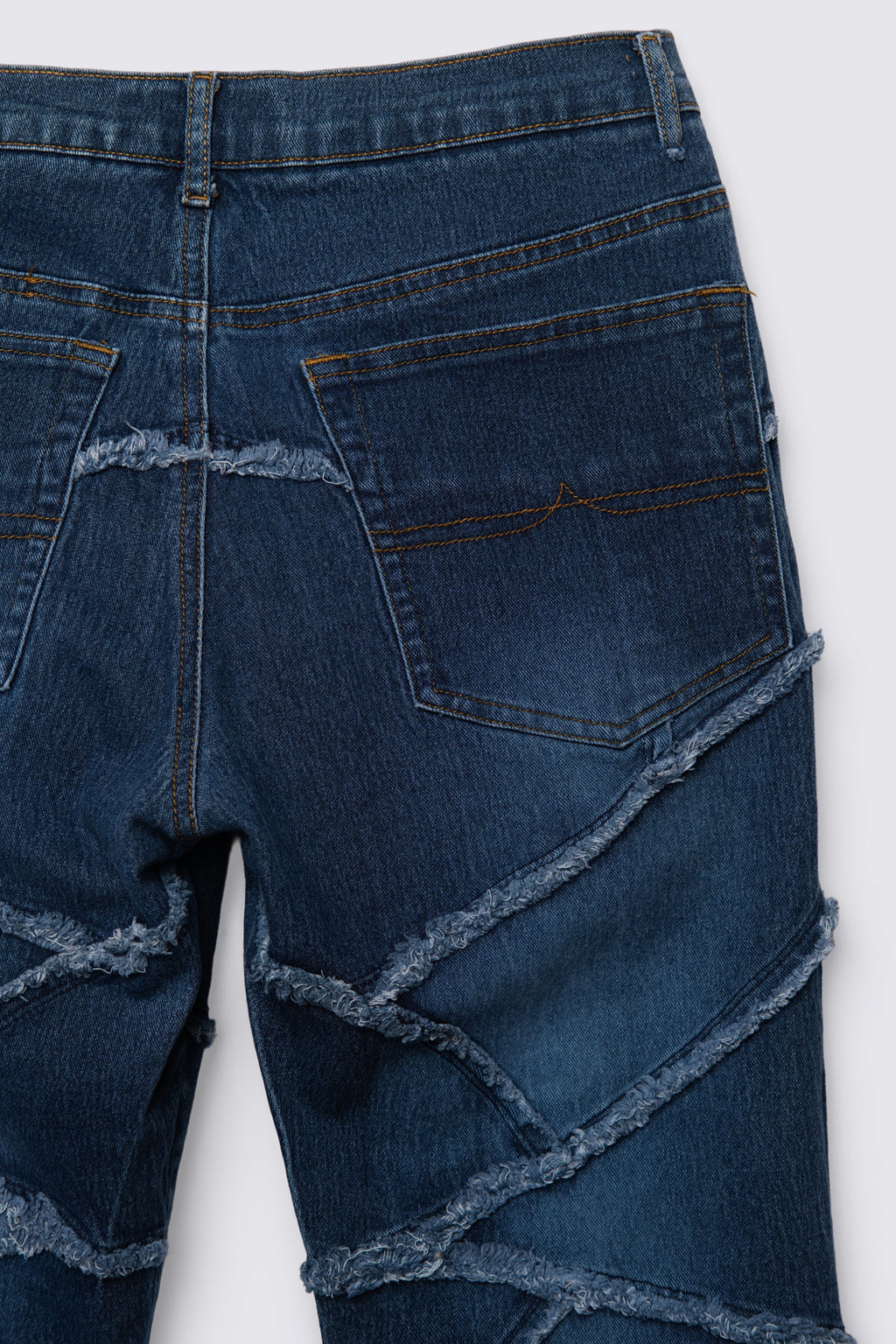 Y2K Lazer Raw Edge Patchwork Lowrise Flares