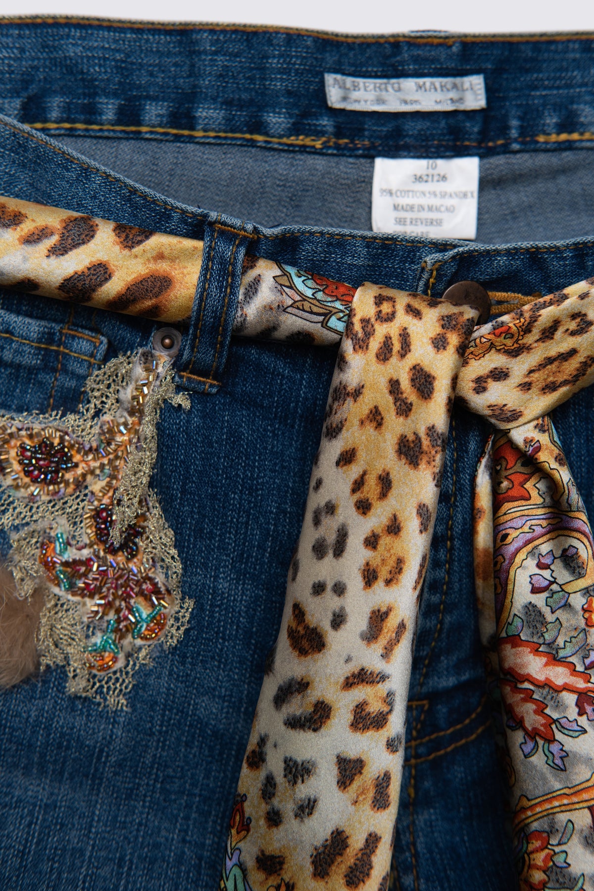 Y2K Alberto Makali Beaded & Embellished Midrise Flares