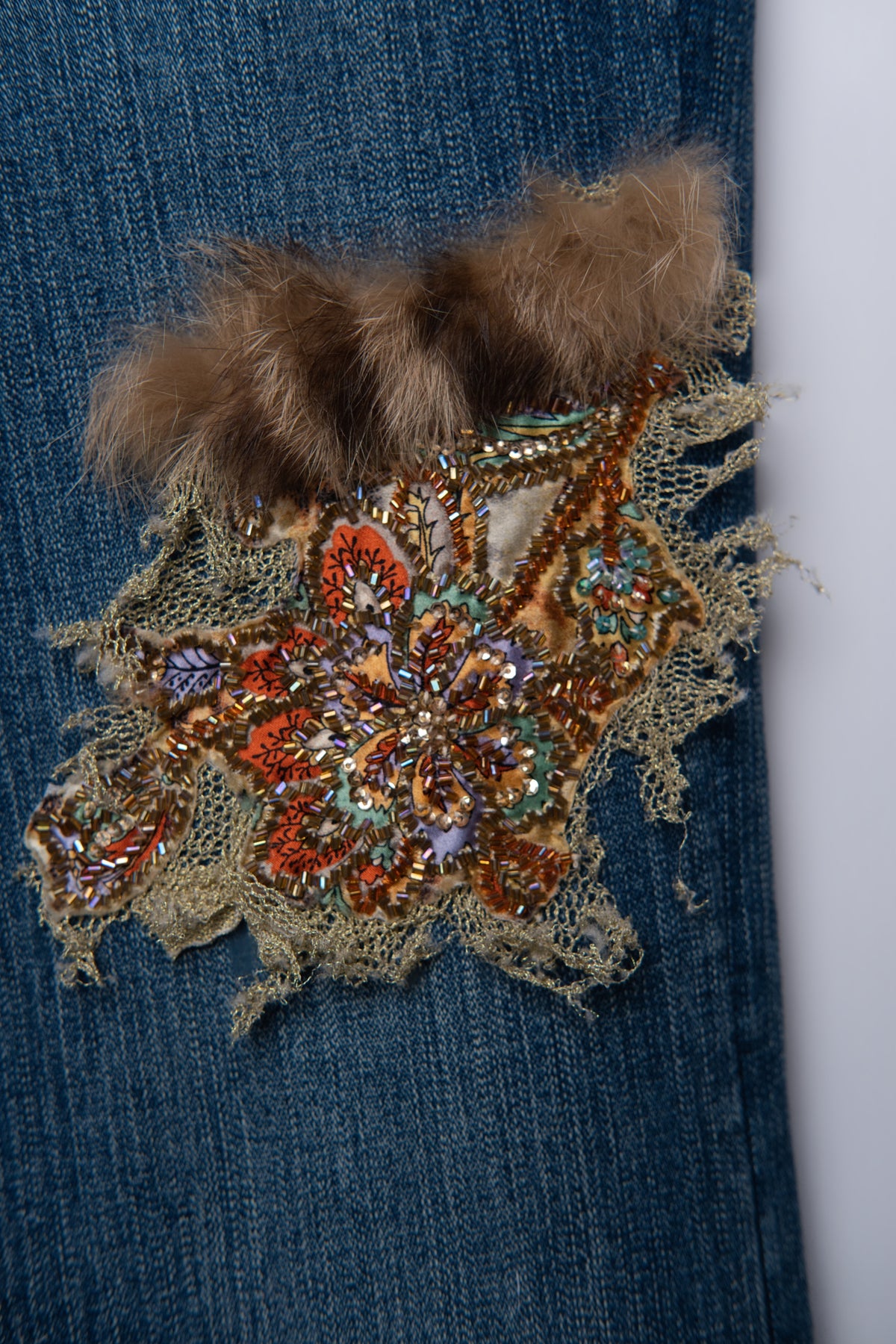 Y2K Alberto Makali Beaded & Embellished Midrise Flares
