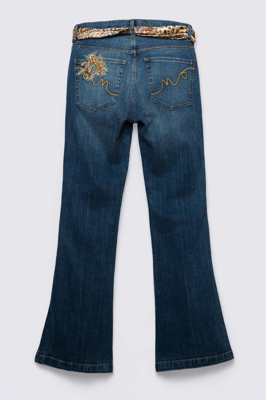 Y2K Alberto Makali Beaded & Embellished Midrise Flares