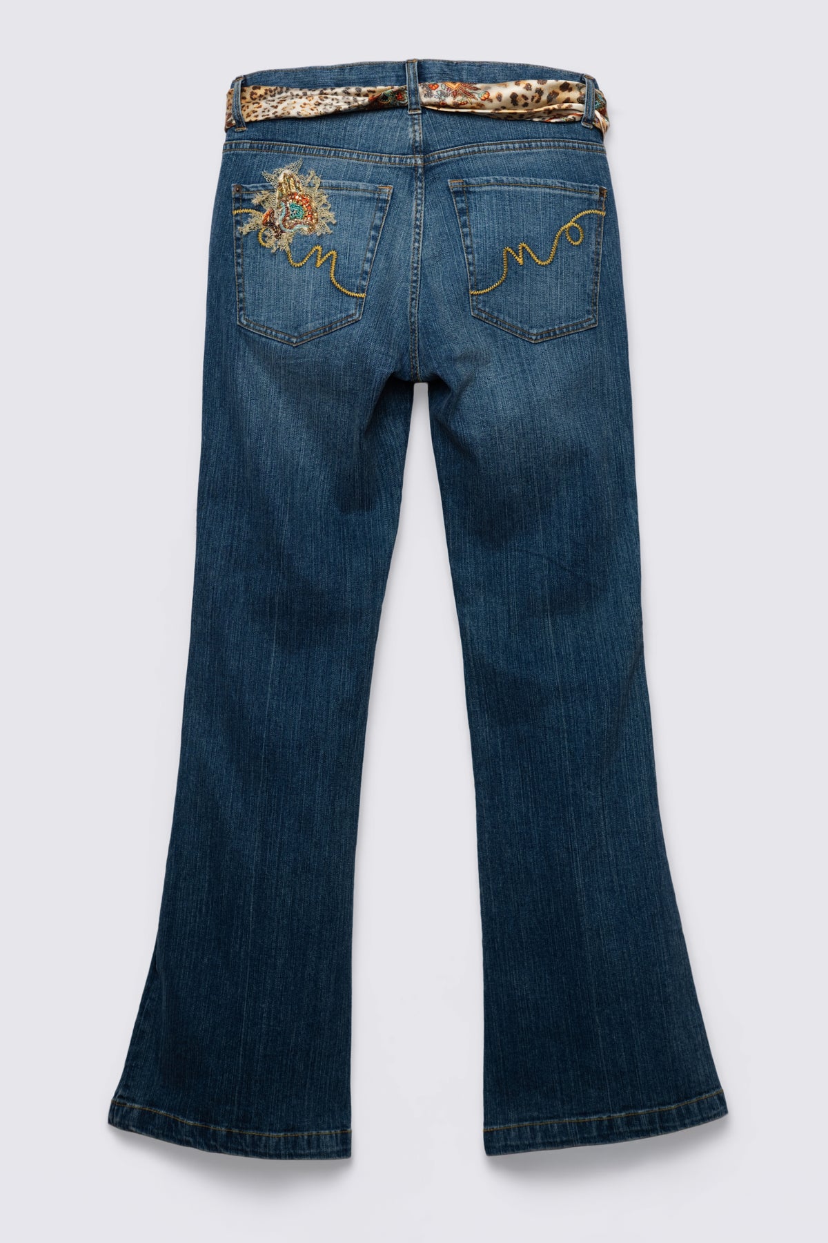 Y2K Alberto Makali Beaded & Embellished Midrise Flares