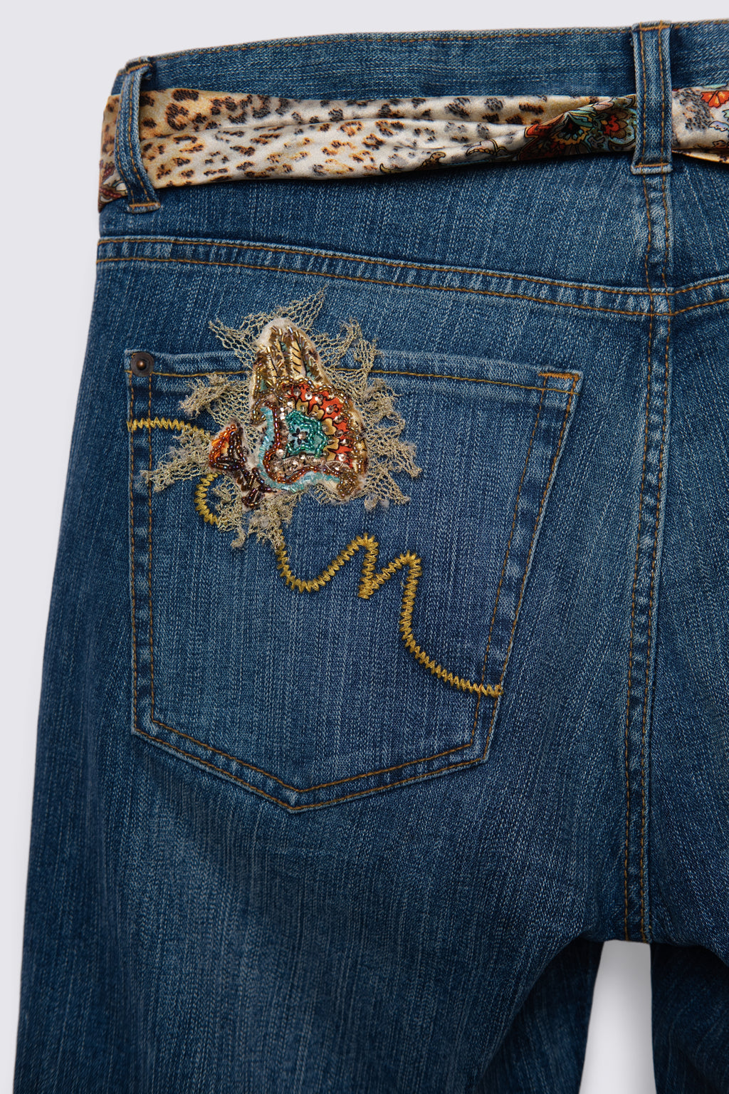 Y2K Alberto Makali Beaded & Embellished Midrise Flares