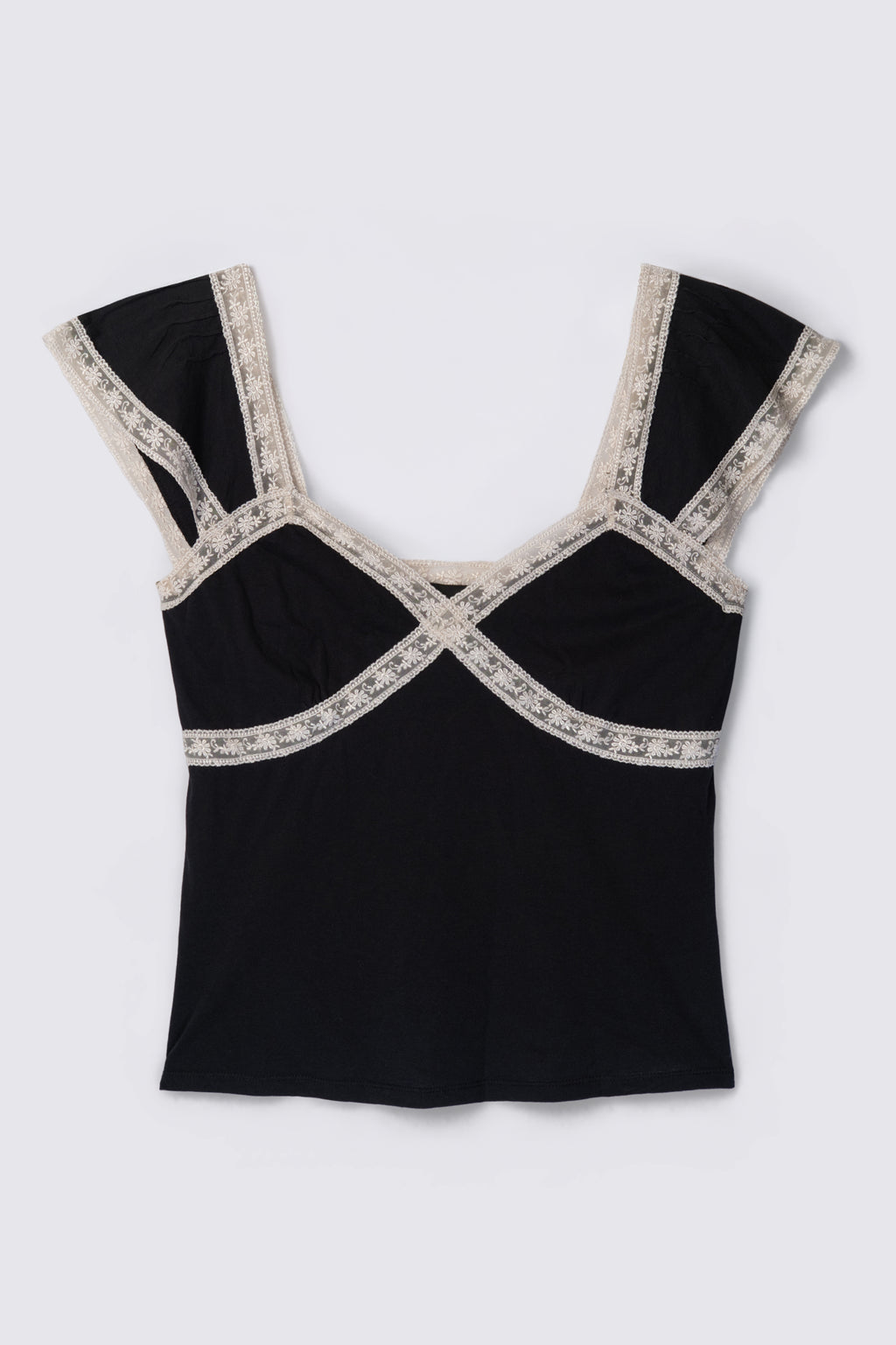 The Limited Lace Trim Tie Back Babydoll Top