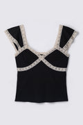 The Limited Lace Trim Tie Back Babydoll Top