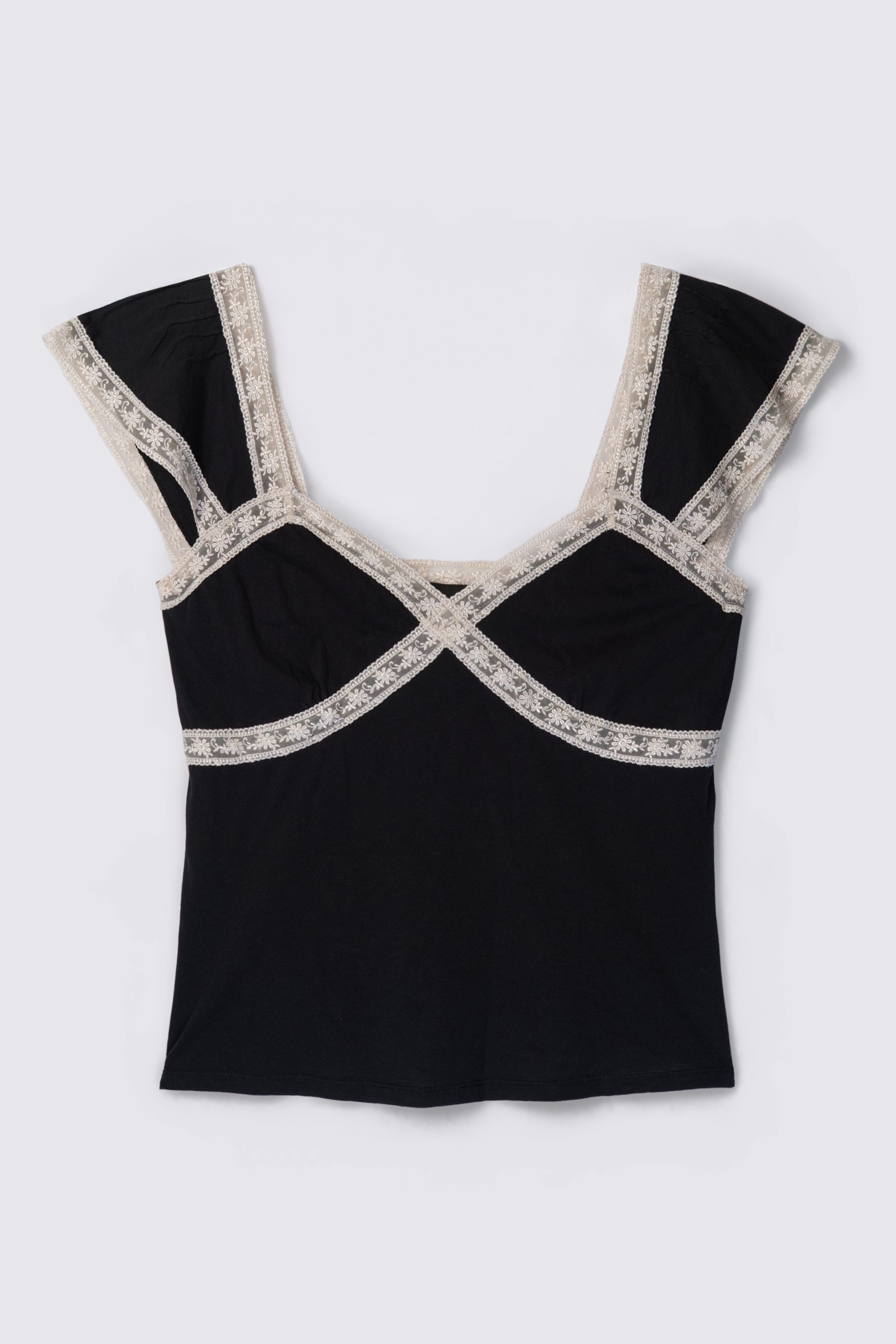The Limited Lace Trim Tie Back Babydoll Top