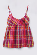 Y2K Delia's Seersucker Plaid Tie Back Babydoll Top