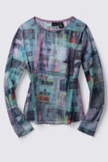 Y2K Xhilaration Tokyo Print Mesh Top