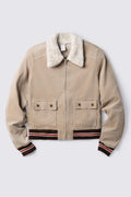 Y2K Fur Collar Corduroy Bomber Jacket