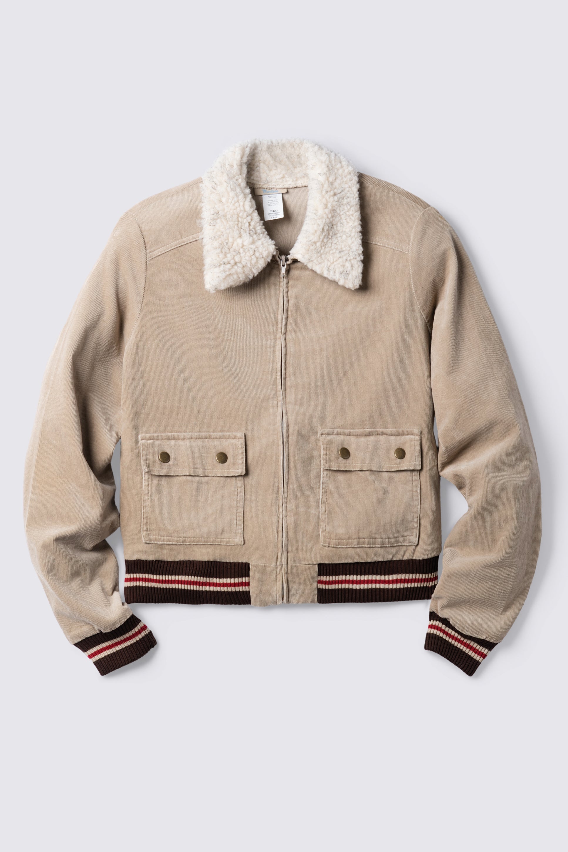 Y2K Fur Collar Corduroy Bomber Jacket