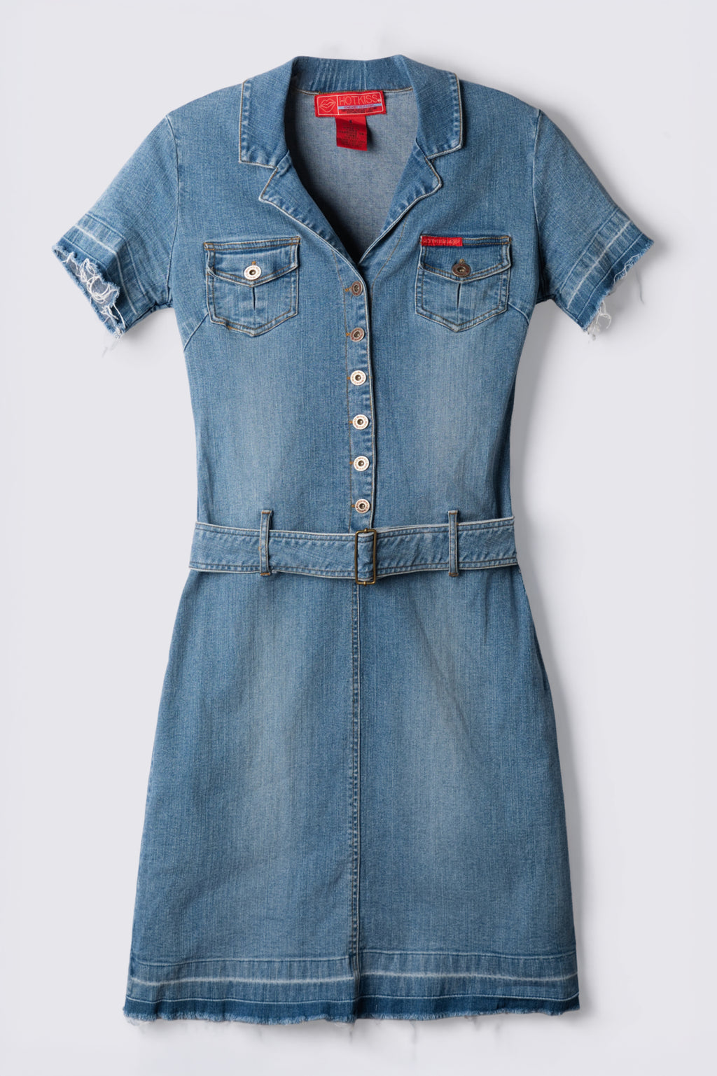 Y2K Hot Kiss Lowrise Belted Denim Mini Dress
