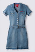 Y2K Hot Kiss Lowrise Belted Denim Mini Dress