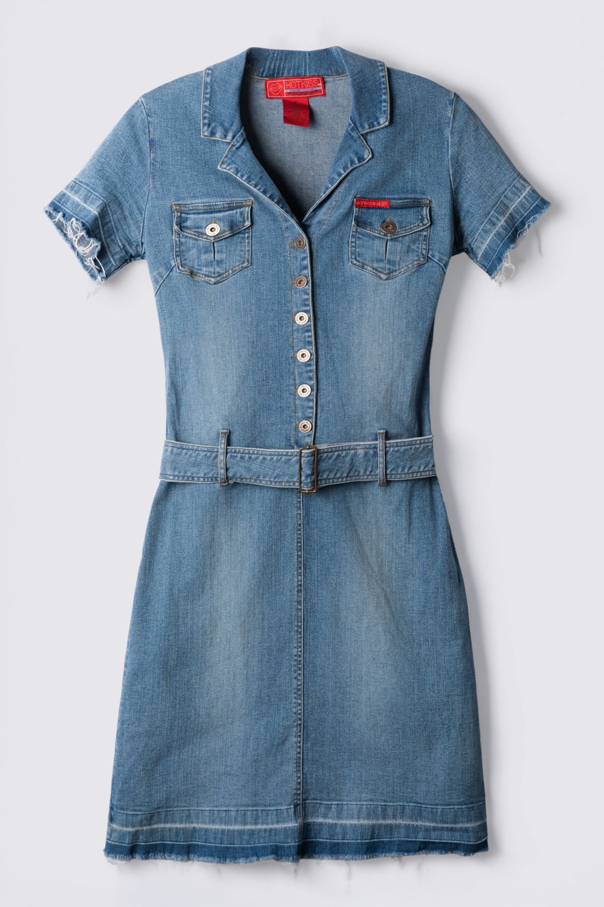 Y2K Hot Kiss Lowrise Belted Denim Mini Dress
