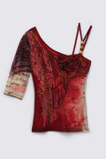 Y2K Legatte One Shoulder Micro Mesh Top
