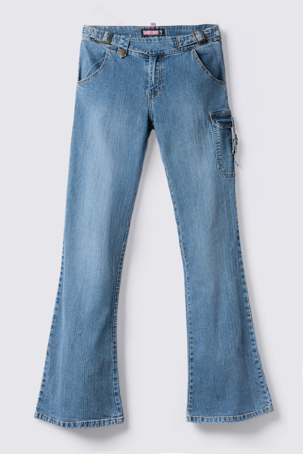 Y2K Bubblegum Double Buckle Lowrise Flares