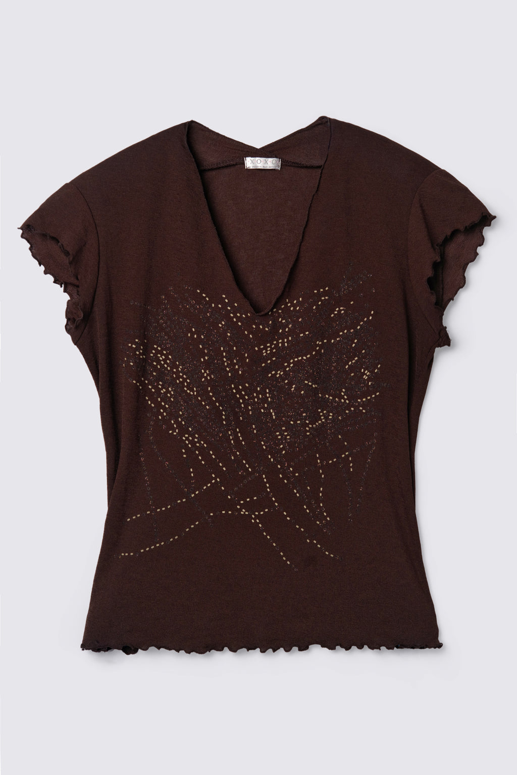 Y2K XOXO Mesh Glitter Top