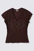 Y2K XOXO Mesh Glitter Top