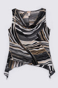 Y2K Asymmetric Hem Swirl Print Top