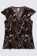 Y2K Swirl Print Babydoll Top