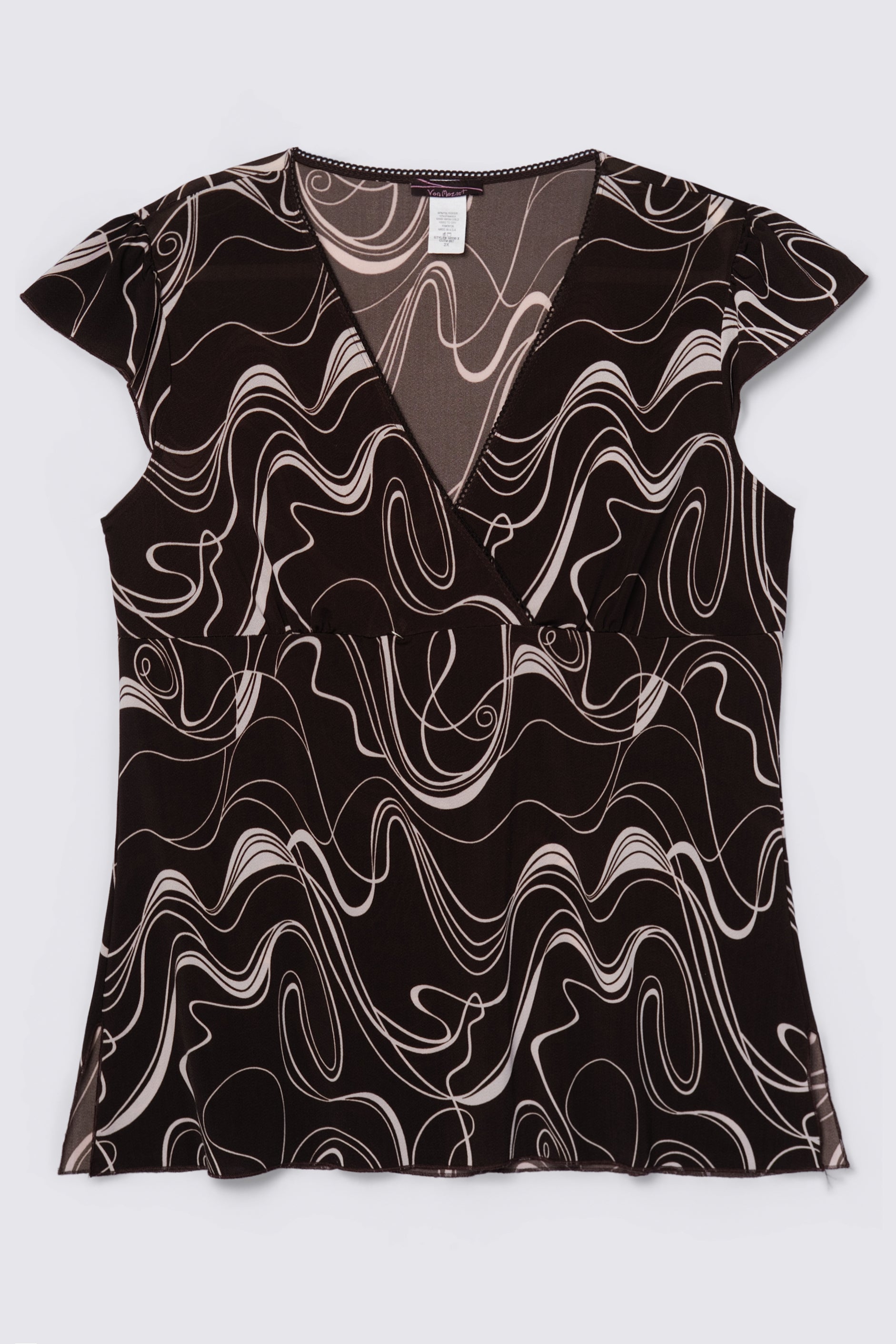 Y2K Swirl Print Babydoll Top