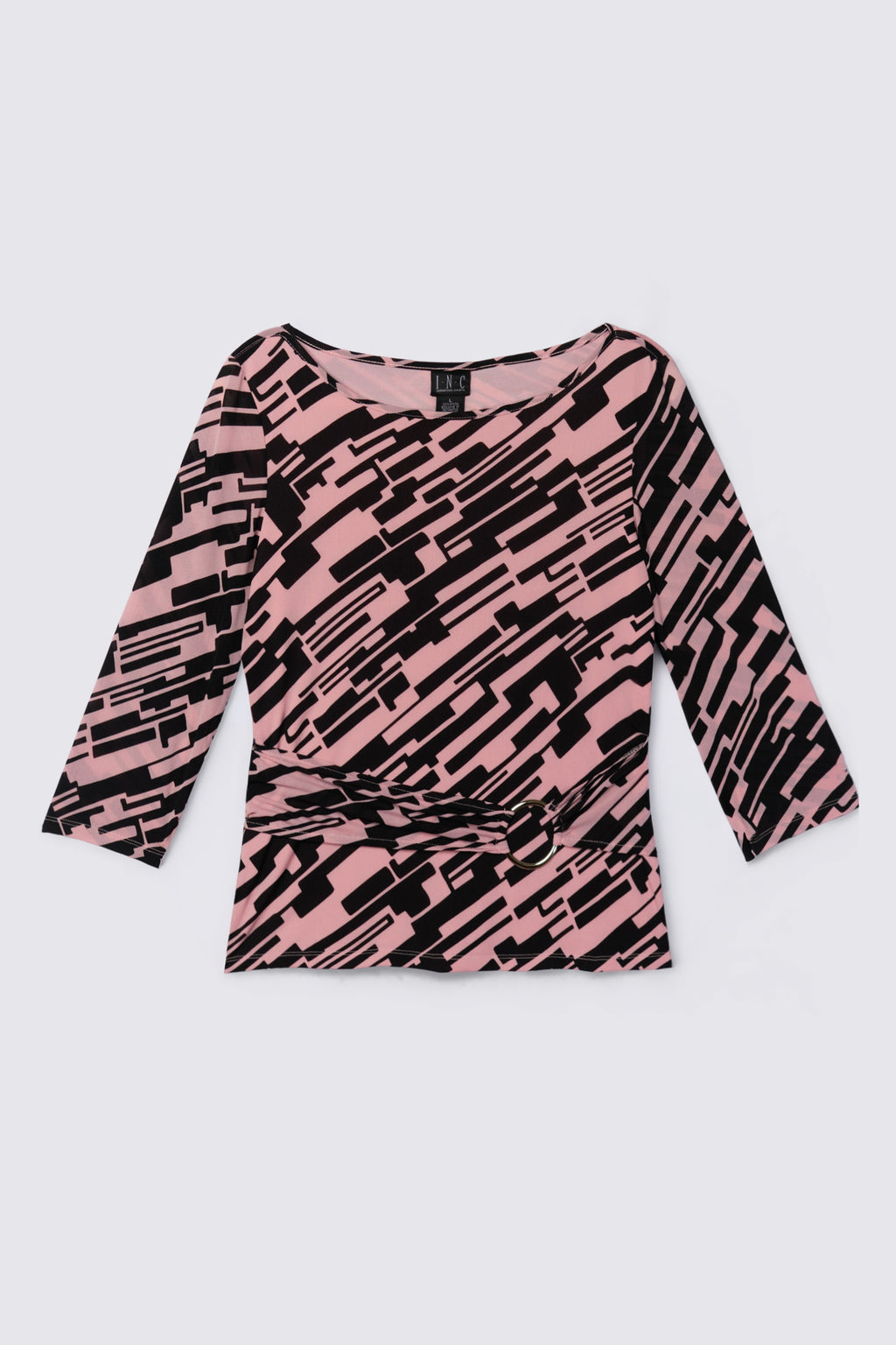 Y2K Geo Print Micro Mesh Top