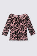 Y2K Geo Print Micro Mesh Top