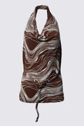 Y2K Papaya Belted Halter Top