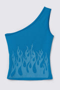 Y2K Delia's Glitter Flames One Shoulder Top