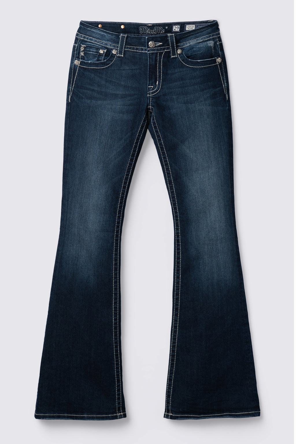 Y2K Miss Me Embellished Dark Wash Lowrise Flares