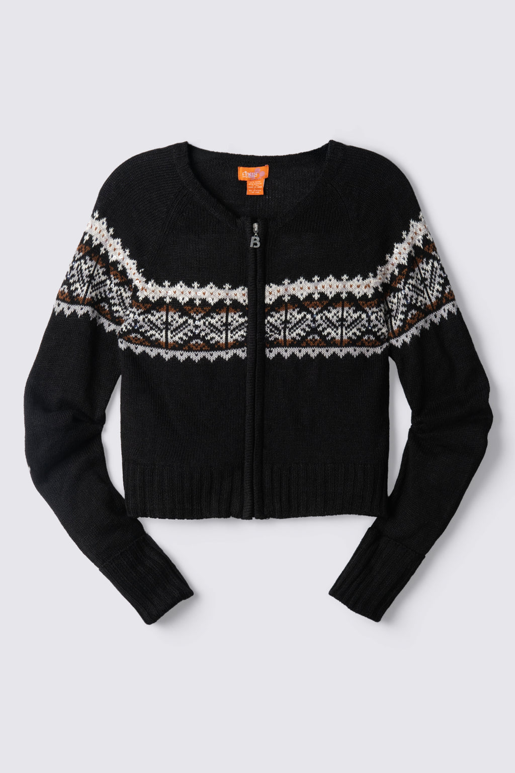 Sequin Fair Isle Zip Cardigan