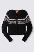 Sequin Fair Isle Zip Cardigan