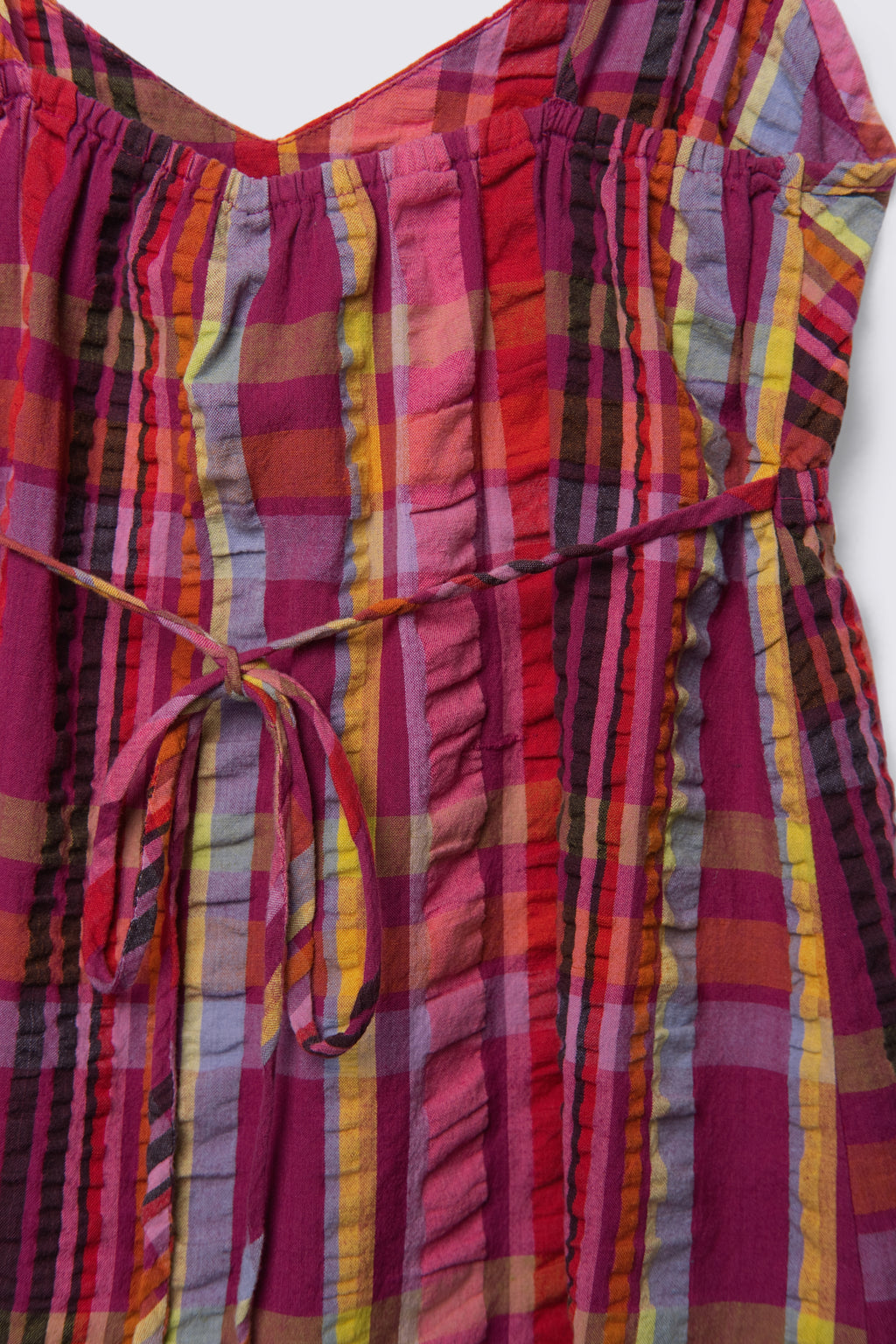 Y2K Delia's Seersucker Plaid Tie Back Babydoll Top