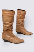 00s Aldo Slouchy Leather Wedge Heel Boots