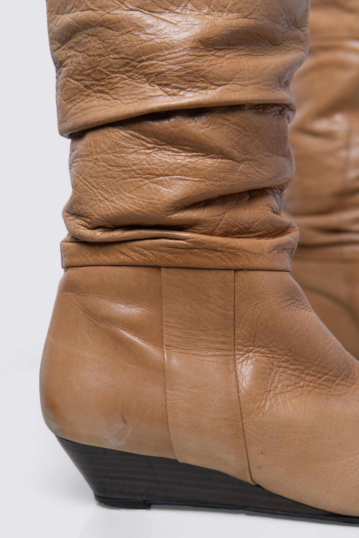 00s Aldo Slouchy Leather Wedge Heel Boots